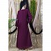 Asymmetrical abaya with overlapped panel- Wine